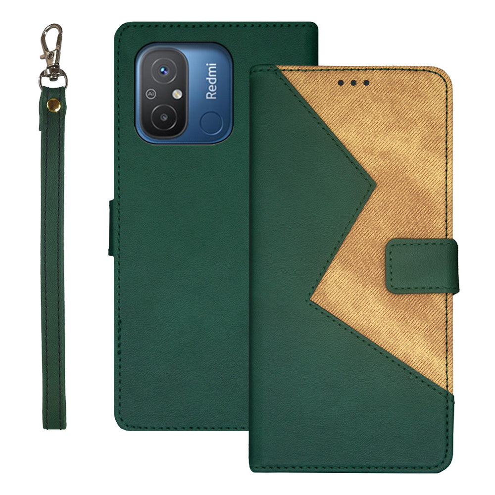 IDEWEI For Xiaomi Redmi 12C 4G Color Splicing Phone Cover with Card Slots Anti-drop PU Leather Magnetic Phone Case with Wrist Strap IDEWEI For Xiaomi Redmi 12C 4G Color Splicing Phone Cover with Card Slots Anti-drop PU Leather Magnetic Phone Case with Wrist Strap